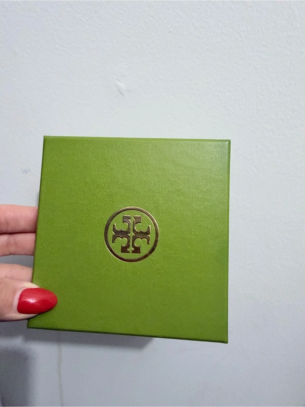 Tory Burch Gold Logo Kira Crystal Stud Earrings with Green Card